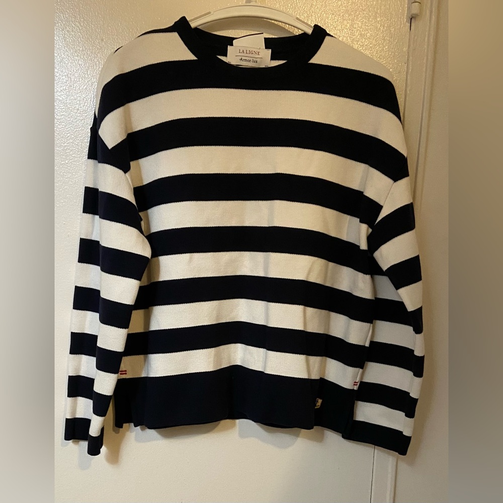 La Ligne Navy and‎ White Striped Sweater Preppy Nautical Size S